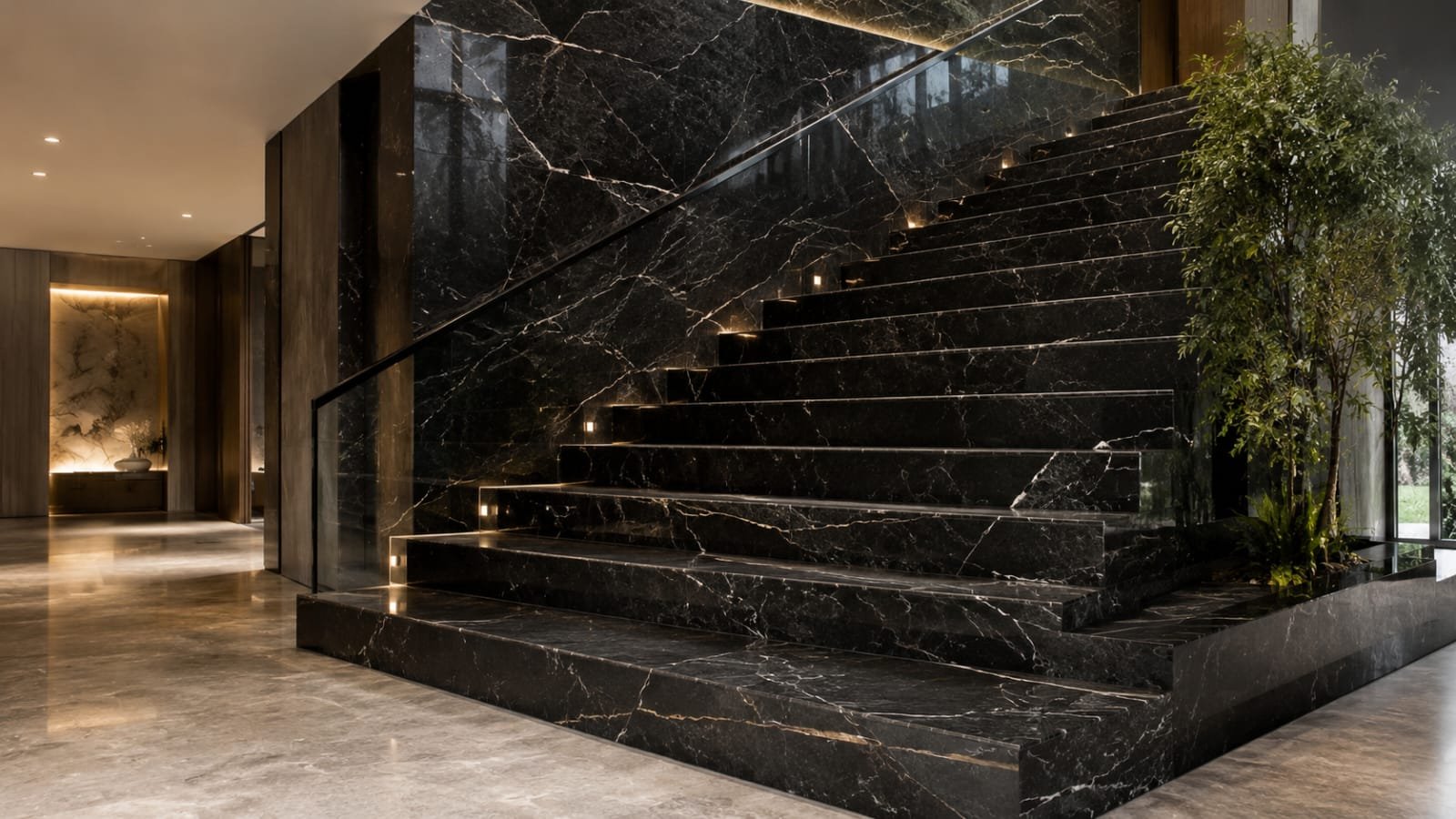 Mármol aplicado en escaleras